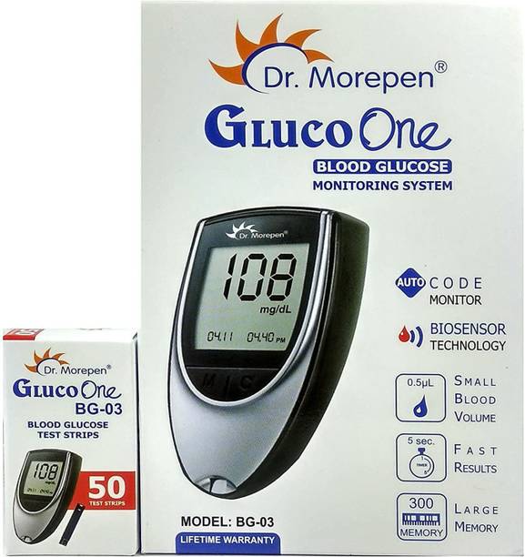 Dr. Morepen BG 03 Glucometer + Pack of 50 Glucometer Strips
