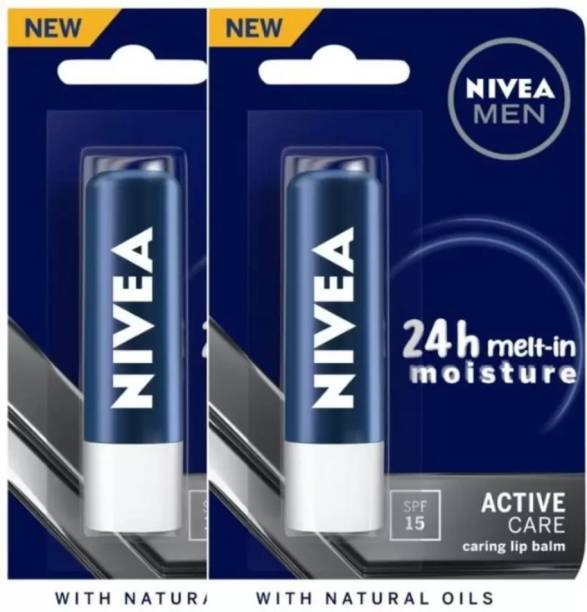 NIVEA Men Active Care Lip Balm, SPF 15, 4.8g (Pack of 2) Original