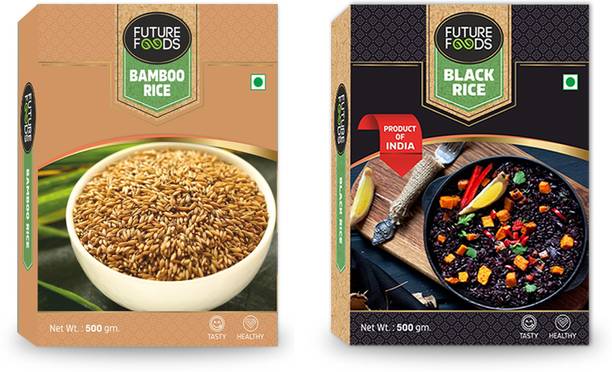 Future Foods Bamboo Rice & Black Rice - 500 gm each Black Bamboo Seed Rice (Long Grain, Raw)