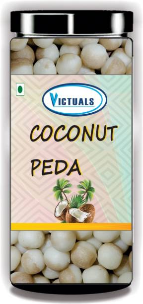 Victuals Coconut Peda 200g | Real Coconut Toffee Candy | Soft & Chewy Nariyal Peda Plastic Bottle