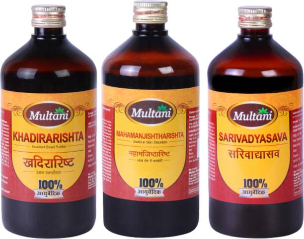 Multani Sarivadyasava | Mahamanjishthadyarishta | Khadirarishta Combo | (450ml Each)