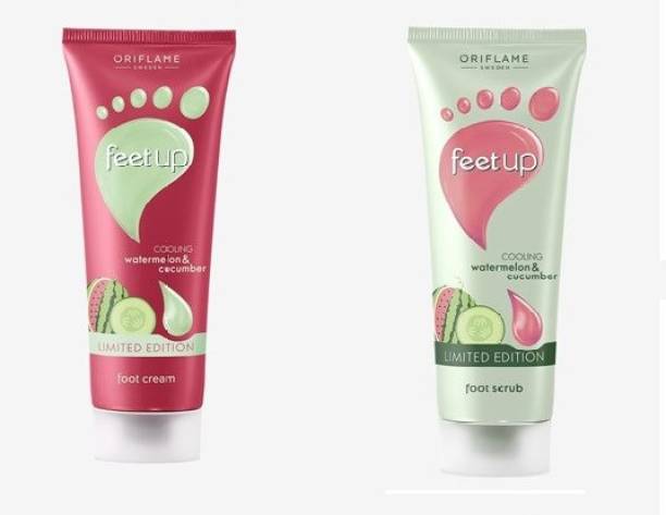 Oriflame FEET UP Cooling Watermelon &amp; Cucumber foot cream and foot scrub combo