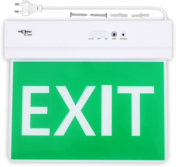 Pick Ur Needs Emergency Exit Door Sign With LED Light Rechargeable Ceiling & Wall Mount Emergency Sign
