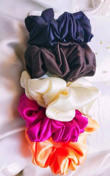 Attune Handmade Silk Satin Scrunchies for womenHair Ties Rubber BandsScrunchyCombo of4 Hair Band