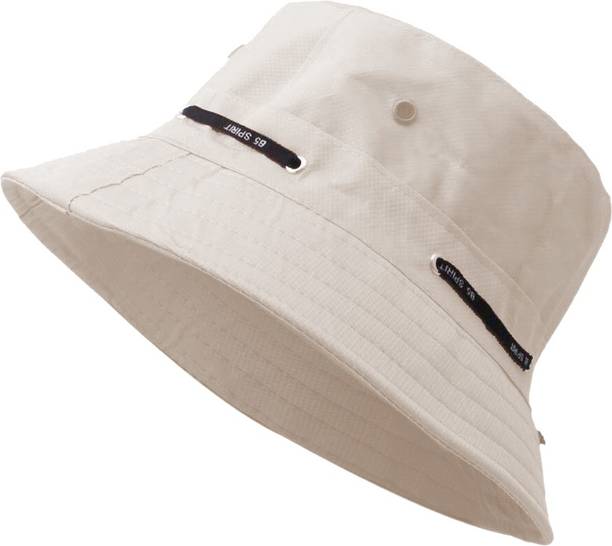 Missby Unisex Cotton Adjustable IMP Beach Bucket Sun Hat (White)