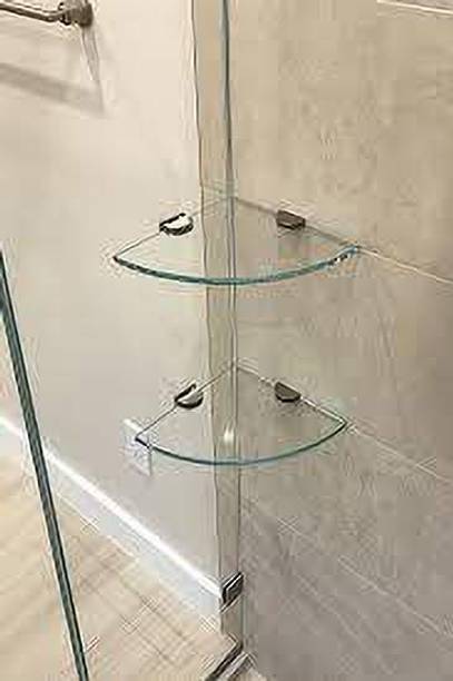 Rworld 7.5" inch X 7.5" inch glass corners. Perfect for Bathroom. Glass Wall Shelf