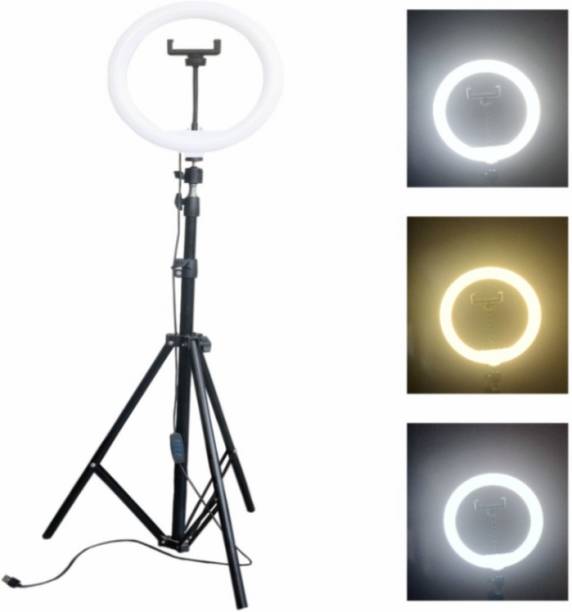 airtech 3 Brightness Modes LED Bulb Selfie Ring Light Metal Tripod Stand Live Flashlight Tripod Kit, Monopod Kit
