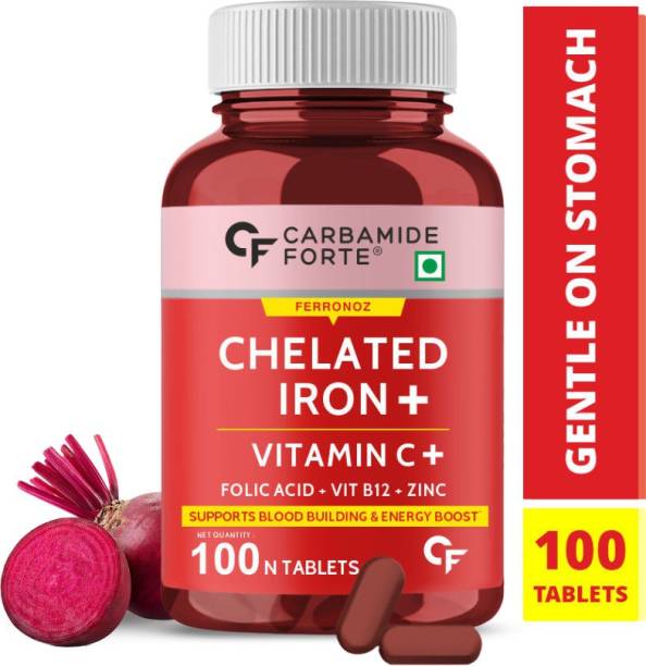CARBAMIDE FORTE Chelated Iron Tablet for Women &amp; Men with Vitamin C &amp; Folic Acid