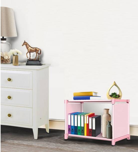 Furnbolo Plastic 2 Shelf Book Organizer Plastic Open Book Shelf