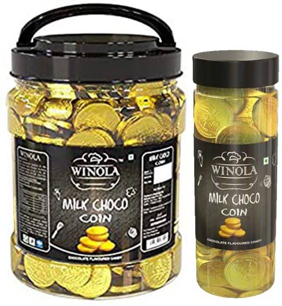 Winola Chocolate Gift Pack- Buy Milk Choco Coin (1 kg) | Get Milk Choco Coin (175g) Truffles