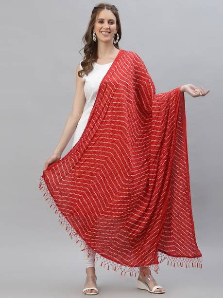 Stylum Silk Blend Printed Red Women Dupatta
