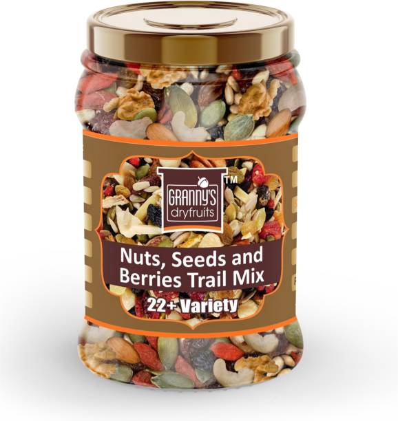 Grannys Dryfruits Trail Mix|Fitness Trail Mix|Premium Organic Mixed Nuts,Seeds& Berries(335 Grams) Assorted Fruits & Nuts, Assorted Nuts, Almonds, Blueberry, Pecans, Cranberries, Hazelnuts