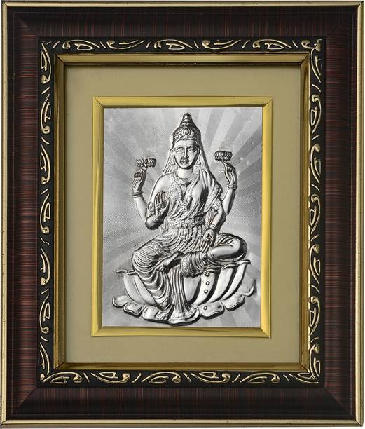 Pray Everyday Lakshmi MATA Silver Plated Photoframe | Lakshmi MATA Frame for Home Temple| God's & Goddesses Photoframes | Hindu God & Goddesses Frames | Spiritual & Religious Frame
