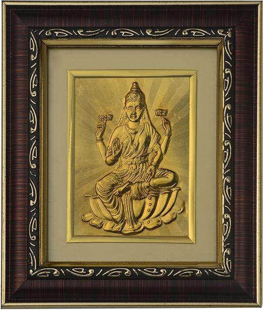 Pray Everyday Lakshmi MATA Gold Plated Photoframe | Lakshmi MATA Frame for Home Temple| God's & Goddesses Photoframes | Hindu God & Goddesses Frames | Spiritual & Religious Frame