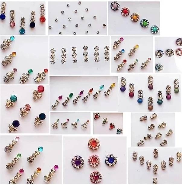 QUBIX Antier Stickers Kumkum Indian Style -12Pcs Women::Girls Multicolor women Bindis Stone Multicolor Bindis