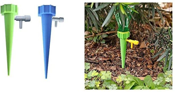 Slow Release Control Valve & Adjustable Water Volume Drip System for Holiday Plant Watering 12Pcs Automatic Irrigation Spikes to Water Plant TOPHORT Self Watering Spikes 