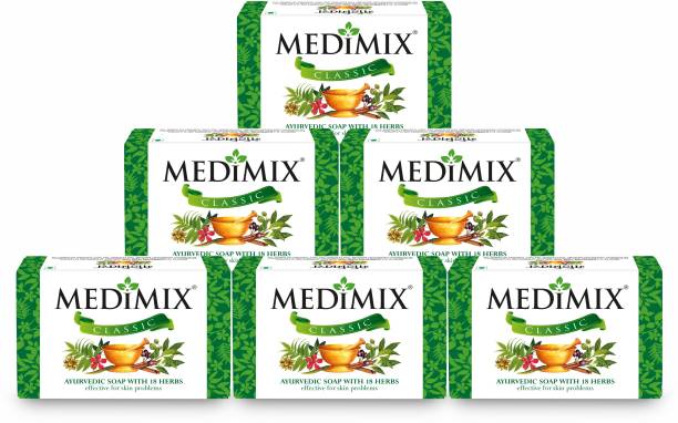 MEDIMIX Classic Soap | Pack of 6 | 75g each | Ayurvedic Soap with 18 Herbs |