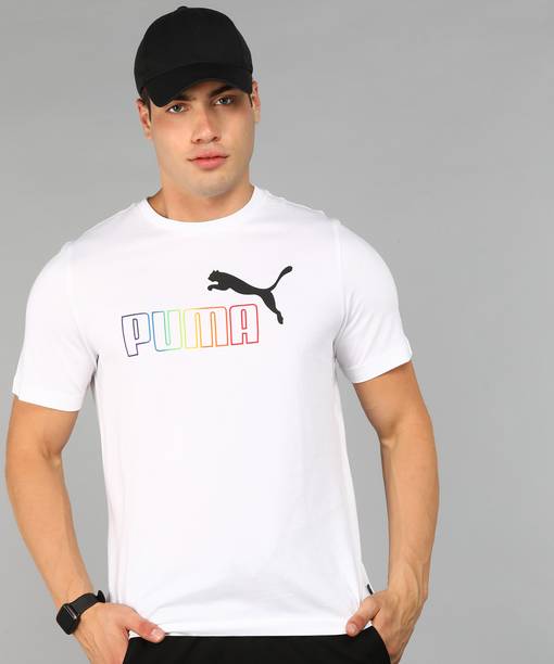 ESS+ Rainbow Tee Men Printed Crew Neck Cotton Blend White T-Shirt