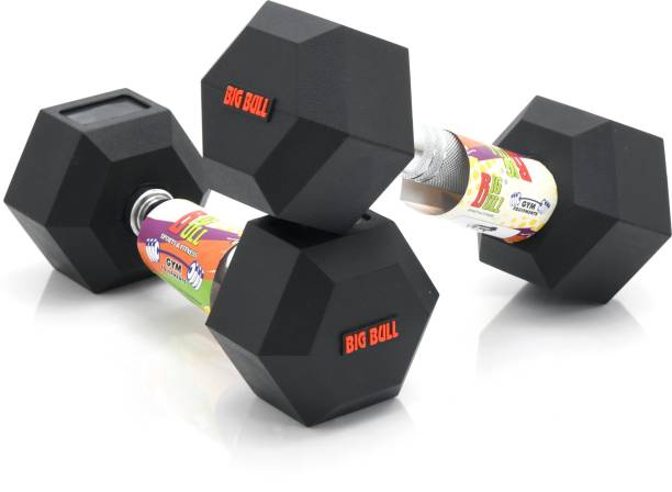 Bigbull Rubber Coated Solid Hex Dumbbell 10 KG Pair (10 x 2=20 KG) Fixed Weight Dumbbell