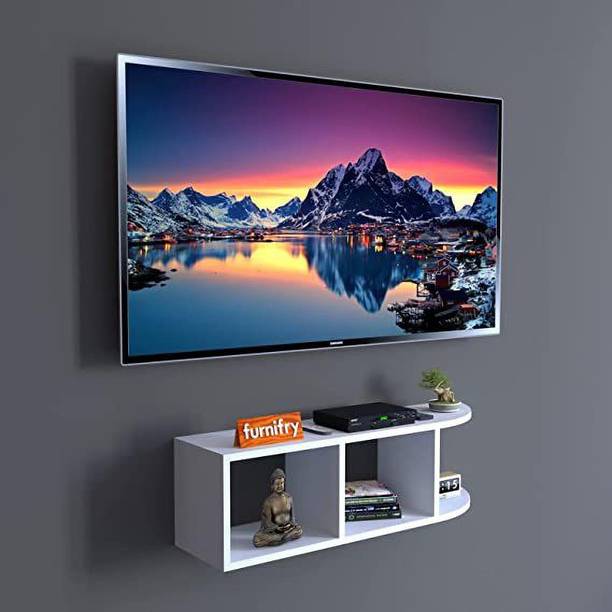 Furnifry Wooden Curved Wall Mounted TV Stand for Home/TV Cabinet for Wall Engineered Wood TV Entertainment Unit