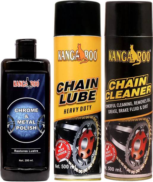 KANGAROO Chain Lube and Chain Cleaner 500 ML (Each) with Metal Polish 200 ML Chain Oil