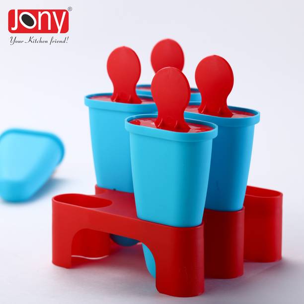 जोनी Ice Cream Maker / Kulfi Mould / Popsicle Mould नीला, लाल प्लास्टिक आइस क्यूब ट्रे