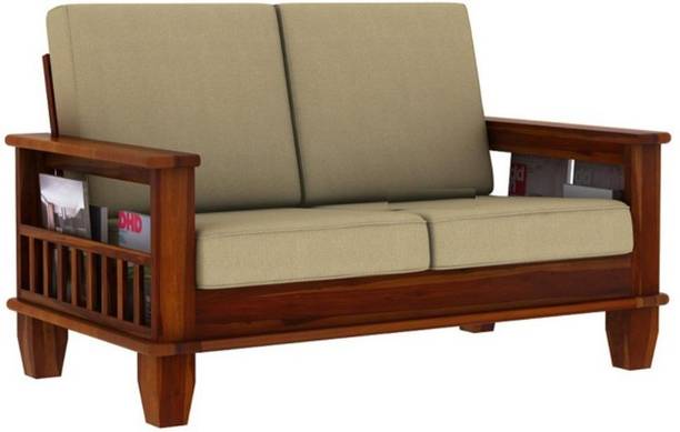 VARSHA FURNITURE Solid Wood 2 Seater Wooden Sofa set for living Room Furniture | Sheesham Wood Fabric 2 Seater  Sofa