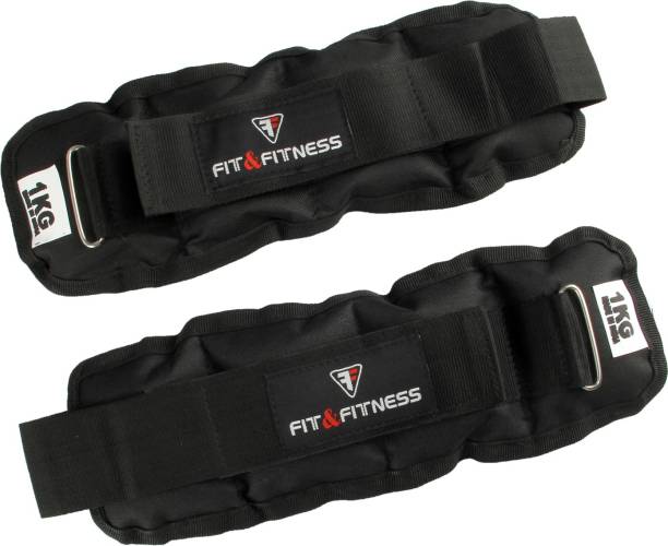 FIT & FITNESS Wrist/Ankle Weights (1X2 = 2kg) Adjustable Strap Resistant Leg Wrist Fitness Black Ankle & Wrist Weight