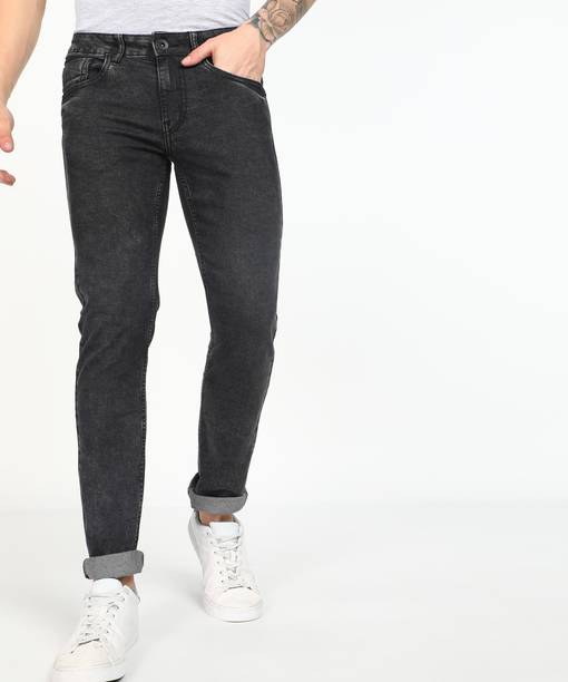 FLYING MACHINE Men Skinny Mid Rise Black Jeans