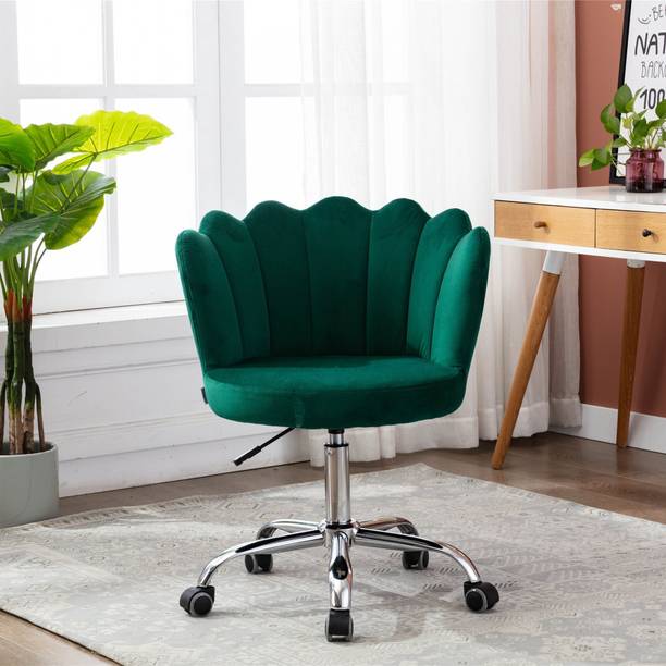 Finch Fox Modern Crown Chair with Wheels Desk Task Chair Velvet Fabric Acrylic Office Adjustable Arm Chair