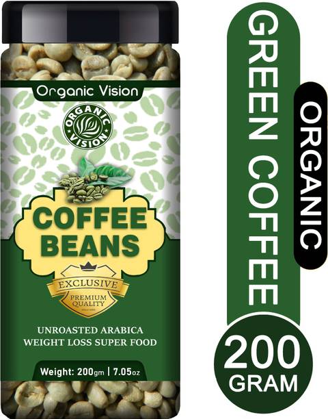 OrganicVison Green Coffee Beans for Weight Loss (Unroasted) 200 Gram Coffee Beans