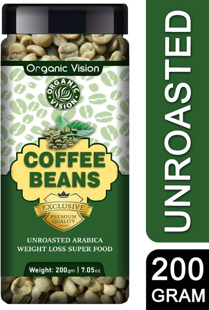 OrganicVison Pure Green Coffee Beans 200g for Weight Loss Management Coffee Beans