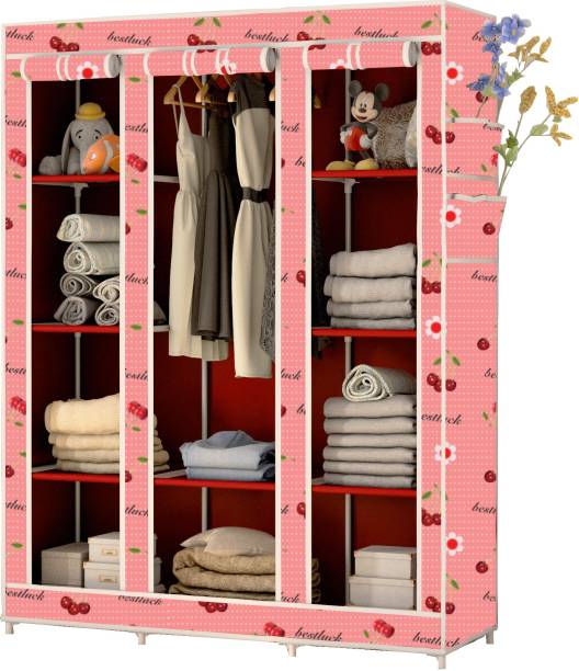 Lyzoo C2 Cherry Print Carbon Steel Collapsible Wardrobe