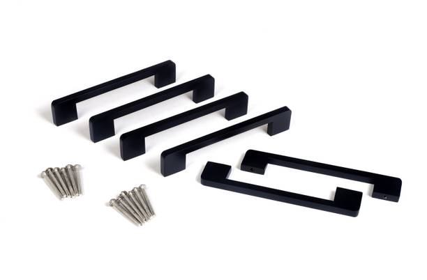 Amar Enterprise Stainless Steel 6 Inches Matt Black Cabinet Drawer Handles, Black, Pack of 6 Stainless Steel Cabinet/Drawer Handle