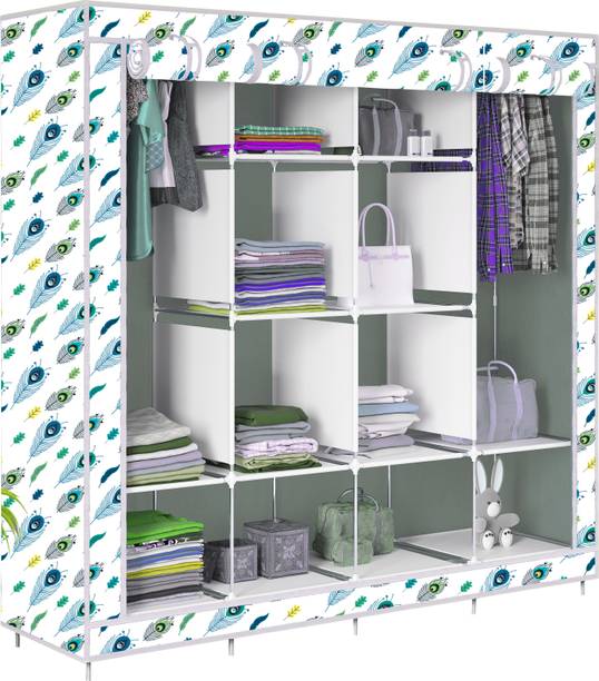 Furnbolo D2 Peacock Feather Print Metal Almirah