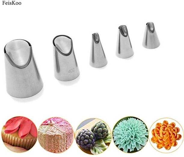 ALAMDAAR 5Pcs BIG Sunflower Stainless Steel Reusable Piping Tips Sugar Craft Decorating Stainless Steel Multi-opening Icing Nozzle
