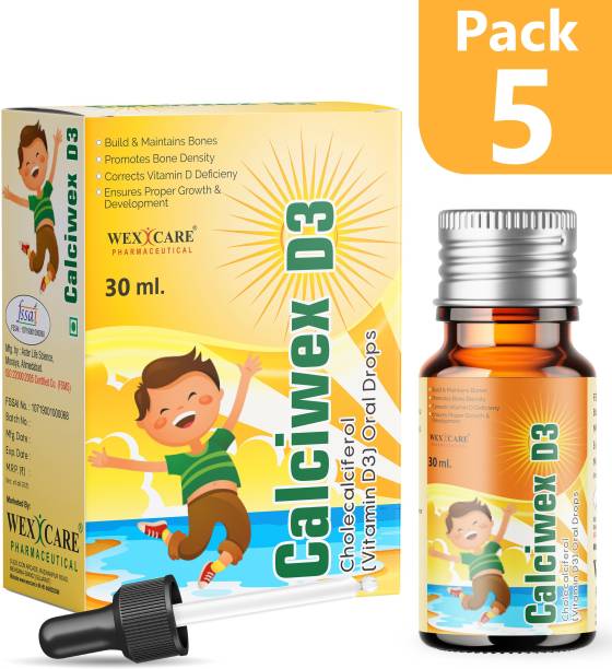 wexcare Vitamin D3 Oral Drops for Kids 400 IU (Pack 5) Fruity Flavored Drops