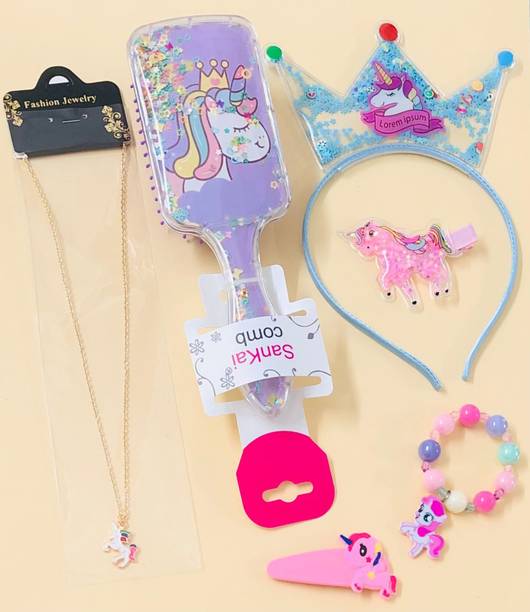 Le Delite kids girls unicorn crown hairclip tiara tic tac hair pin hair band glitter Hair Accessory Set