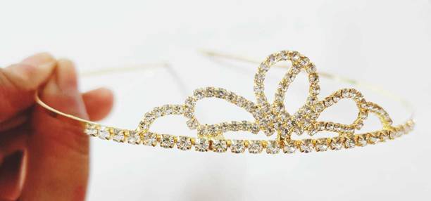 IBDA Gold Bride Crown Tiara Headband, with Diamond/ Rhinestones, Hair band Hair Accessory Set
