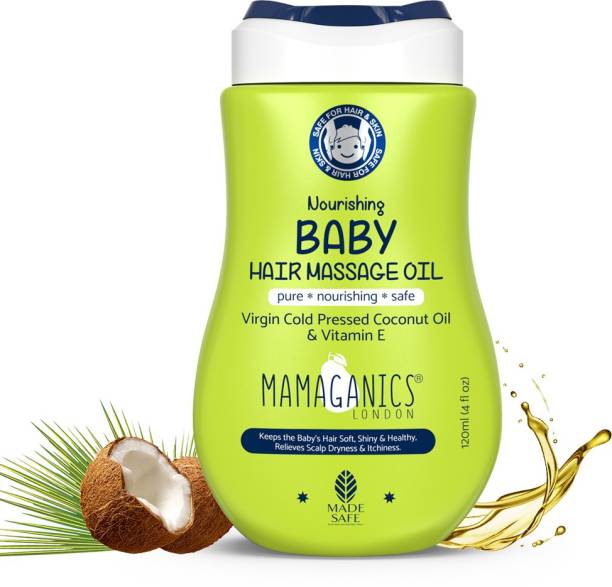 Mamaganics by Buddsbuddy Baby Hair Massage Oil with 100% Virgin Cold Pressed Coconut Oil and Vitamin E, Hair Oil