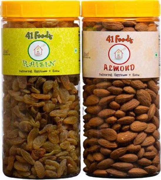41 foods Dry fruits combo pack of Almonds Raisins | badam kishmish kismis 300 GM Raisins, Almonds
