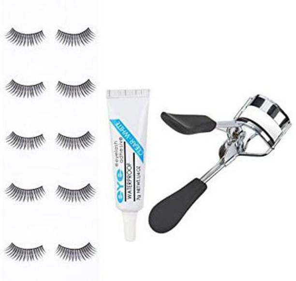 Lusty soul 5 Pair False Eyelashes + Eyelash Curler + EYELASH GLUE (Pack Of 7Itmes)