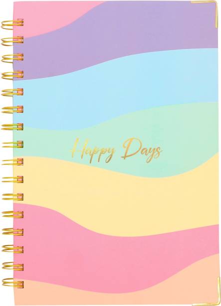 Doodle Pastel Rainbow Happy Days Hard Bound Daily A5 Planner Ruled 192 Pages
