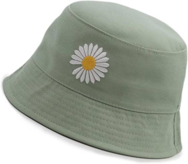 Highever Cute Daisy Embroidered foldable cotton Bucket Hat For Women