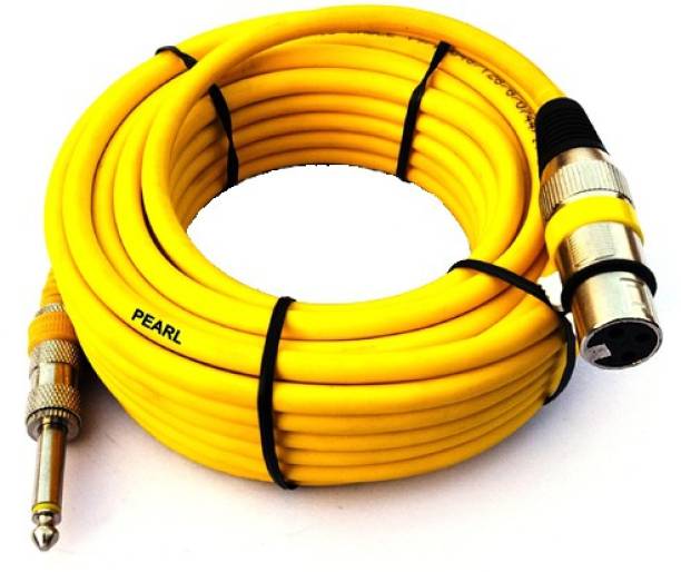 PEARL Microphone Cord 10 Meter | Metal XLR Female Pin - Metal P38 Jack (6.35 MM) | 1 Pcs (Yellow), Mic Cable 10 Meter