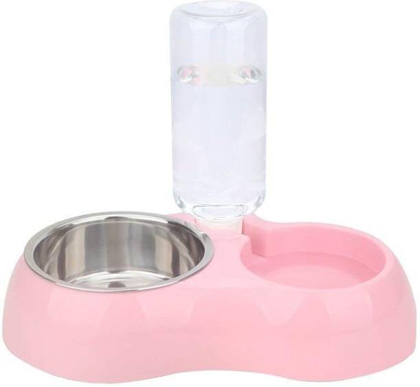 ECAPT Pets Food Bowl with Automatic Water Feeder for Small Medium White Pet Crate