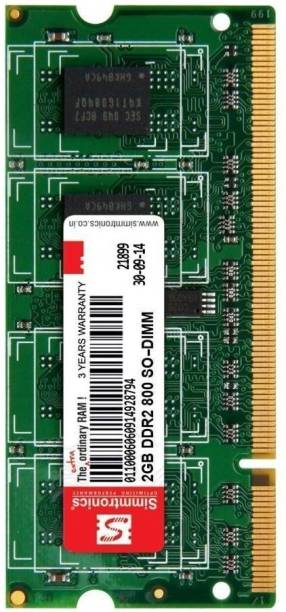 simtronics 2 GB DDR2 800 PC-6400 DDR2 2 GB (Single Channel) Laptop (SIMMTRONICS 2 GB DDR 2 800 PC-6400)