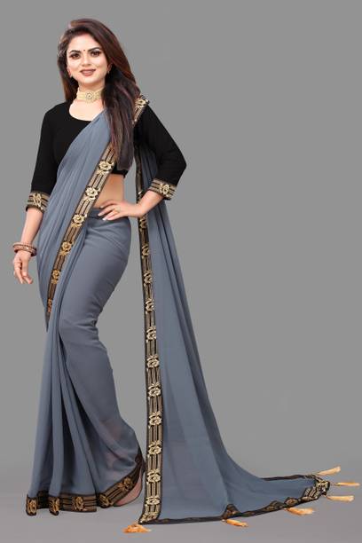 Solid/Plain Daily Wear Georgette, Art Silk Saree