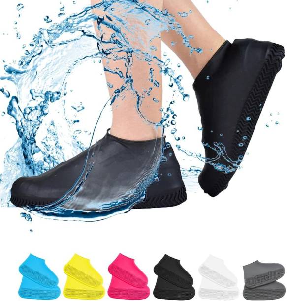 KishuCreation Reusable Rainproof Waterproof Cover Silicone Multicolor Boots Shoe Cover, High Ankle Shoe Cover, Toes Shoe Cover