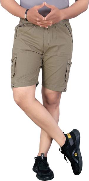 Solid Men Beige Bermuda Shorts